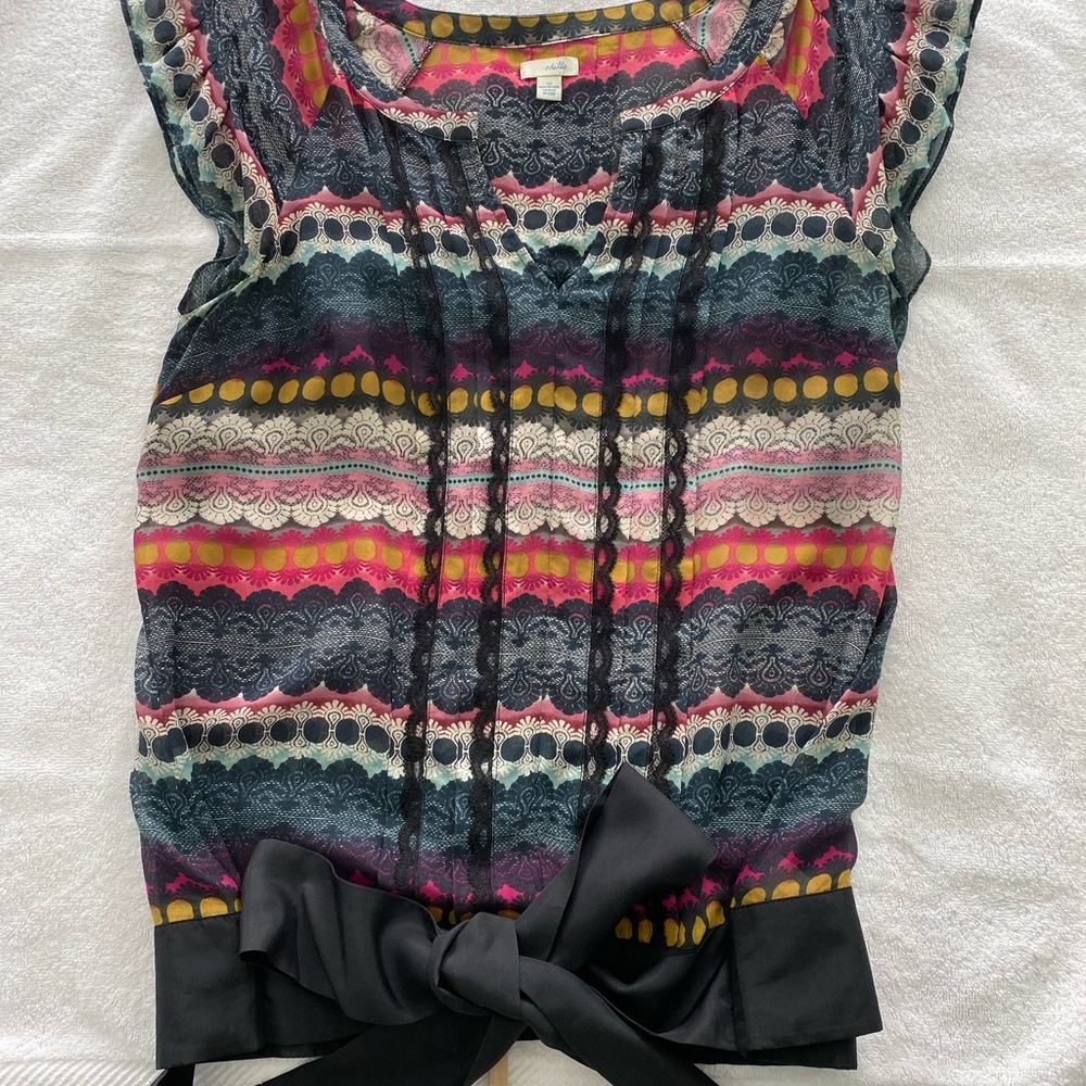 Gorgeous Anthropologie Odille Multi Color Silk Blouse Size 10